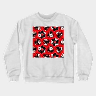 red pink black and white floral spring pattern Crewneck Sweatshirt